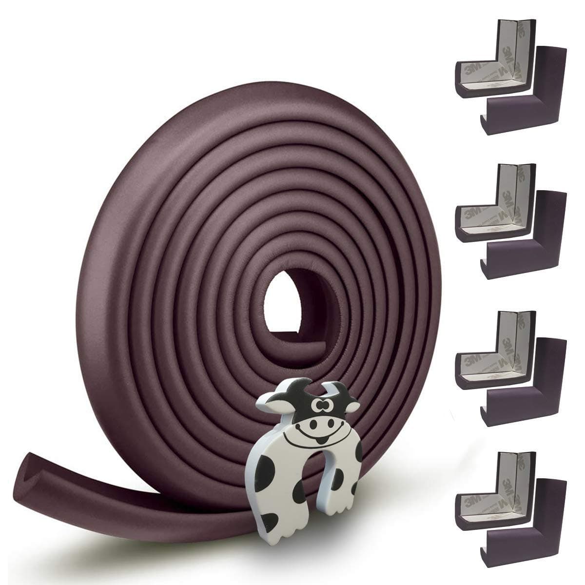 Edge Guard & Corner Protector - Extra Long 19.0ft [16.5ft Edge + 8 Pretaped Corners] with Baby Proofing, Home Safety Furniture Bumper and Table Edge Guards Child Safety [Brown]