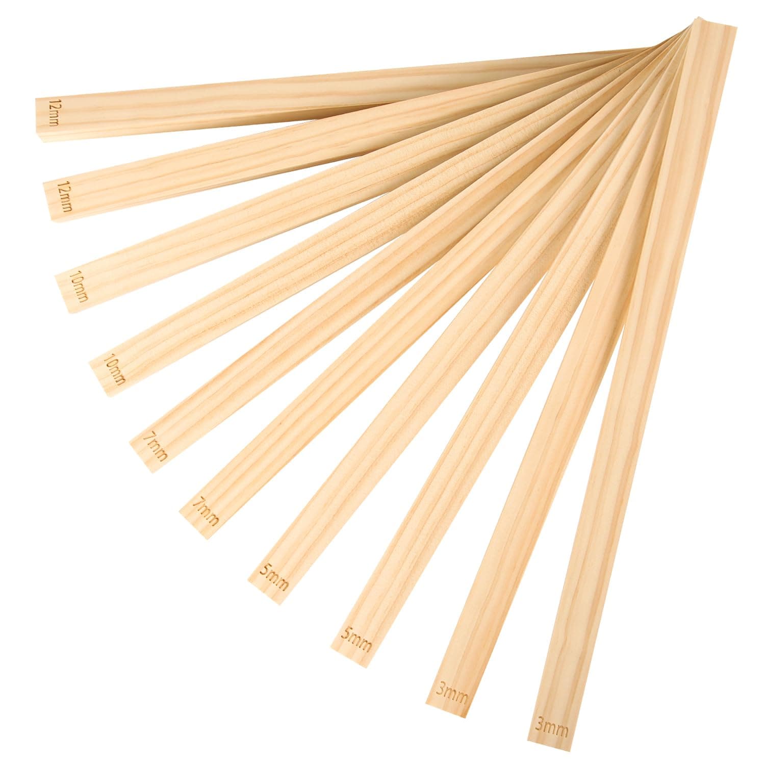 BOXOB 10pcs Rolling Pin Guides, 5 Sizes Wooden Clay Tools Sticks Rolling Pin Guides Wooden Rolling Pin Guides for Ceramic Polymer Clay Thickness Tools