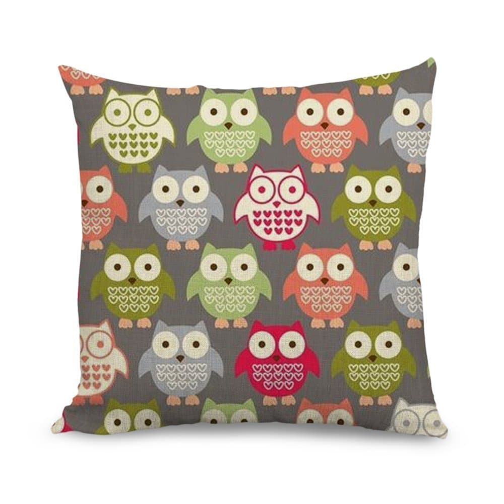 Levionlinesale No.3445 Lovely Multi Birds Pattern Faux Linen Accent 18 X 18 Inch Cotton Linen Cloth Pillow Cover Cushion Case