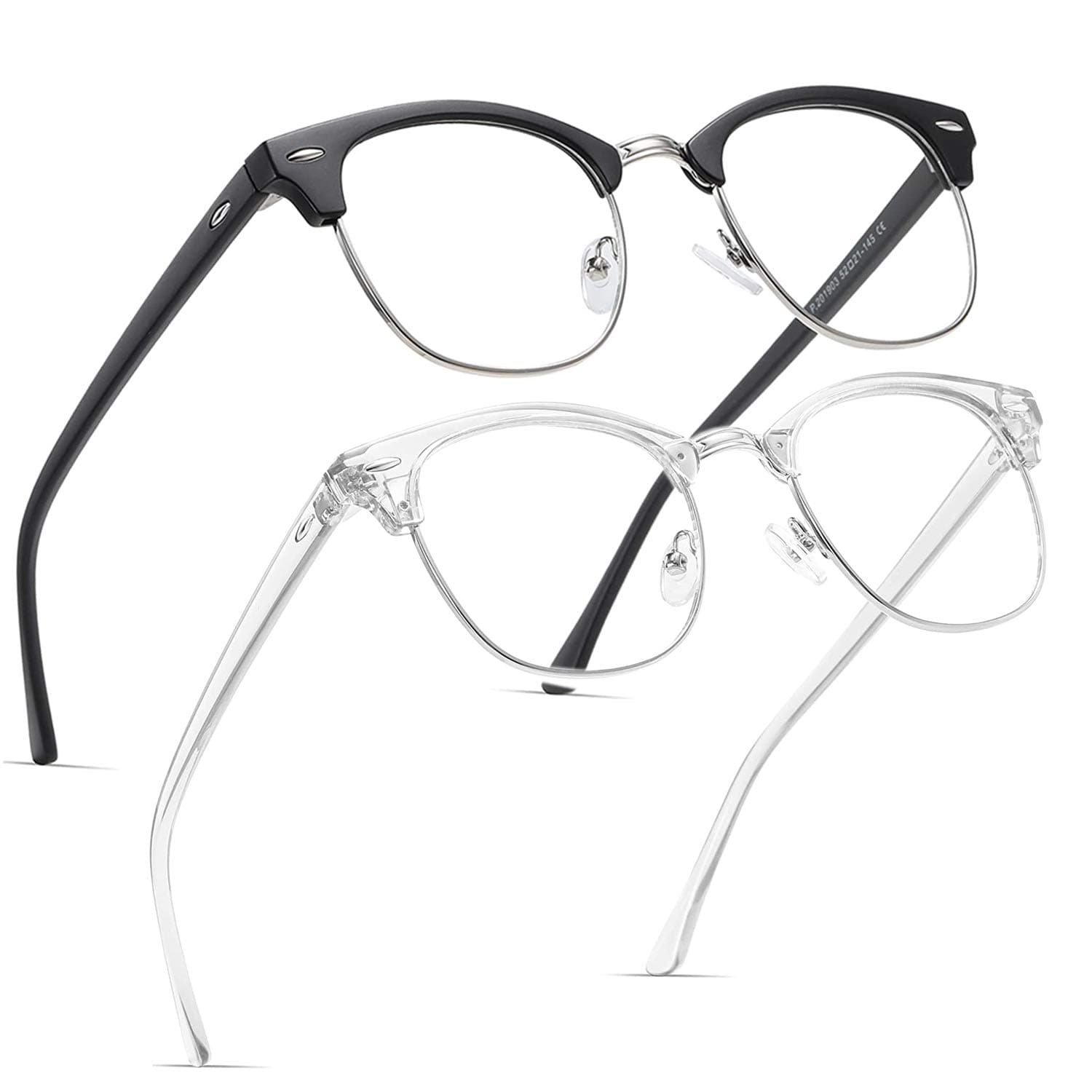 Perfectmiaoxuan 2 Pack Blue Light Blocking Glasses - Retro Round Frame | Anti Fatigue & HD Non-Prescription Lenses for Computer Gaming, Office, and Screen Use | Unisex for Women & Men