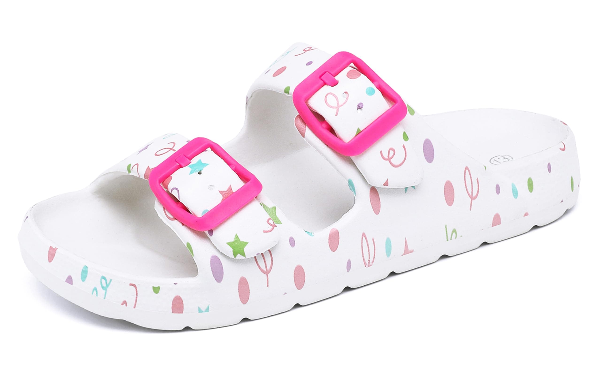 INMINPINBoys Girls Double Buckle Slide Sandals Comfort Beach Pool Shower Slippers Adjustable Indoor Outdoor Little Kid/Big Kid