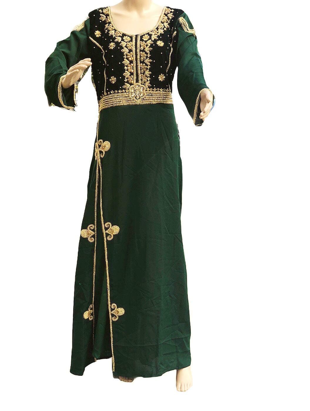 urbandubaifashionDark Green Women's Dress Moroccan Kaftan Plus Size Formal Wear Maxi Evening Gown Dubai Caftan - Moroccan Abaya Kaftan for Women Dubai Kaftan Very Fancy Long Gown Embroidered Kaftan
