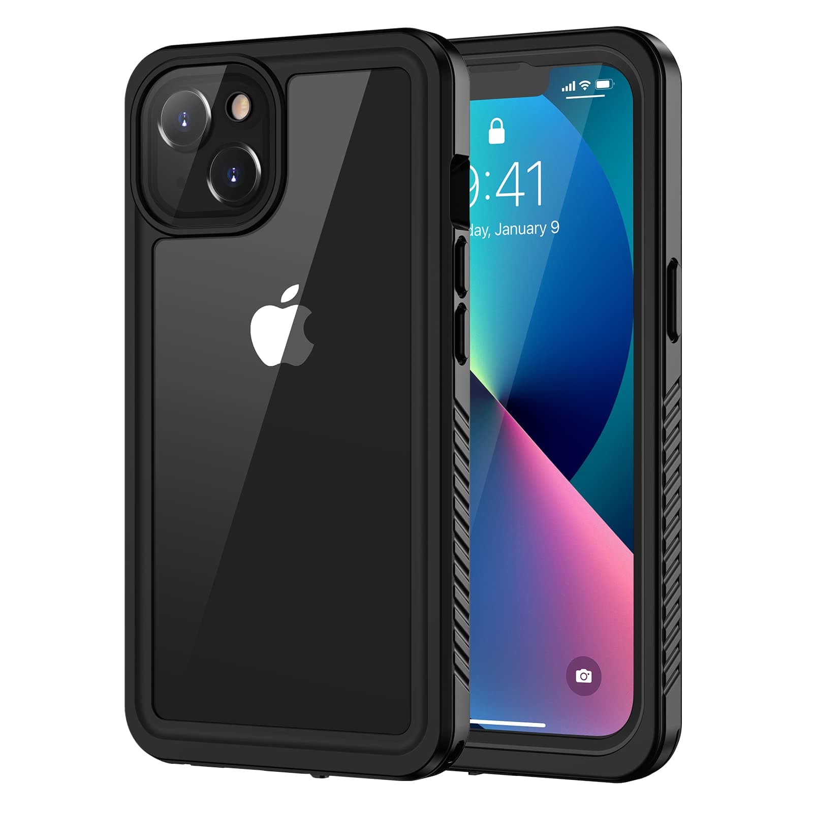 iPhone 13 Case, Lanhiem IP68 Waterproof Dustproof Shockproof Case with Built-in Screen Protector Full Body Shield Front and Back Protection Cover for iPhone 13 6.1 Inch (Black)