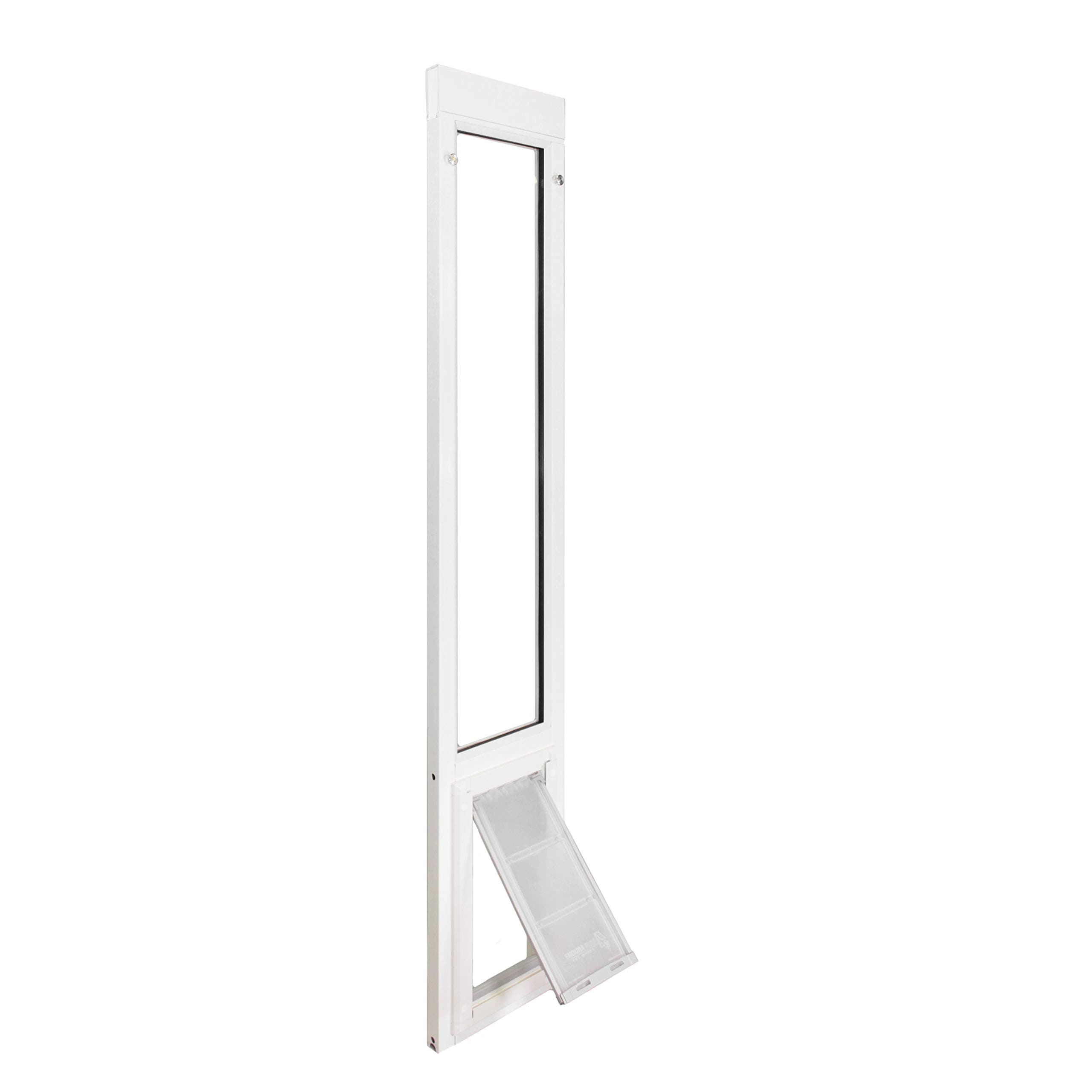 Pet Door for Vinyl Sliding Glass Doors | Weatherproof & Insulated Dog Door for Vinyl Sliders | Durable with Secure Locking Cover | White, Large Flap, 77.25"-80.25" Slider Height