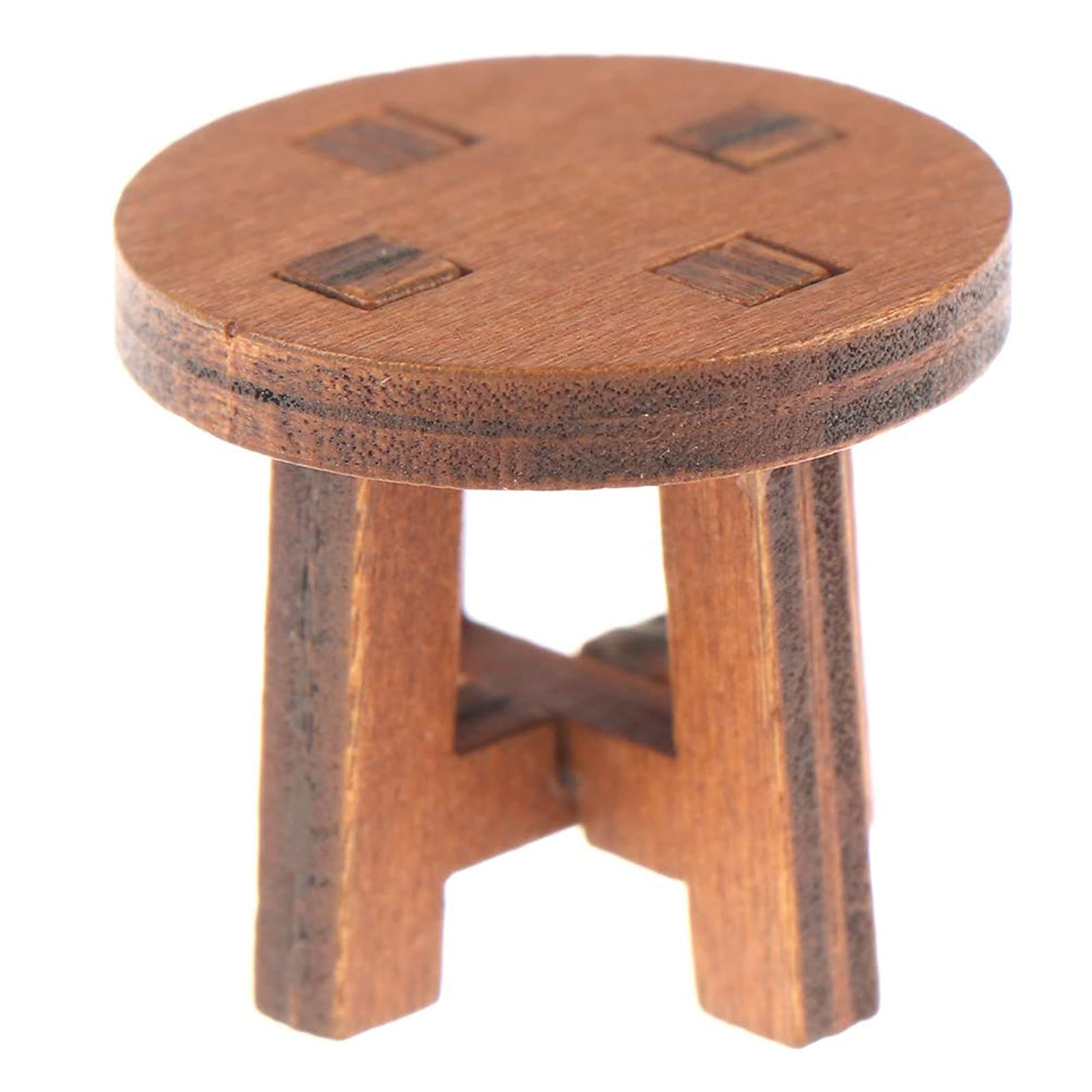 NIHAOYA 1 PC 1/12 Dollhouse Miniature Mini Wooden Stool Chair Tea Table Model Accessories Potted Plant Table for Small Trinkets Plants and Decor