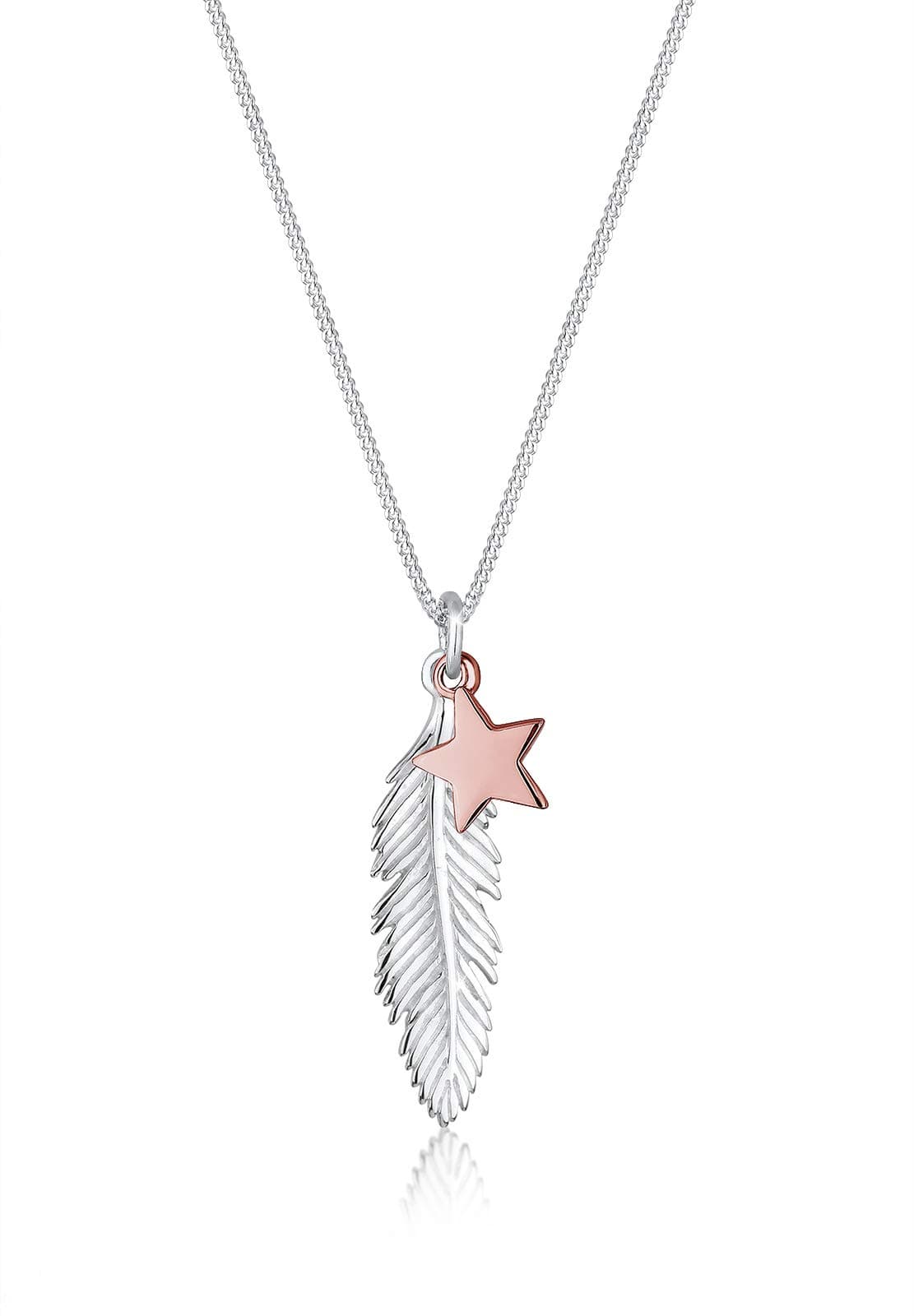 Elli Necklace Woman Feather Star Bi-Colour 925 Sterling Silver