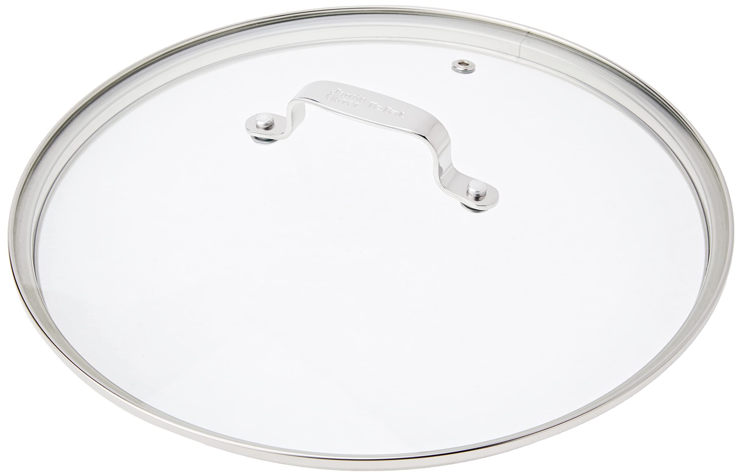 Tefal Jamie Oliver B89987 Glass Lid | 28 cm | with Stainless Steel Rim | Steam Outlet Valve | Overflow Protection | Dishwasher Safe | Exclusive Jamie Oliver Engraving on Lid Handle | Transparent