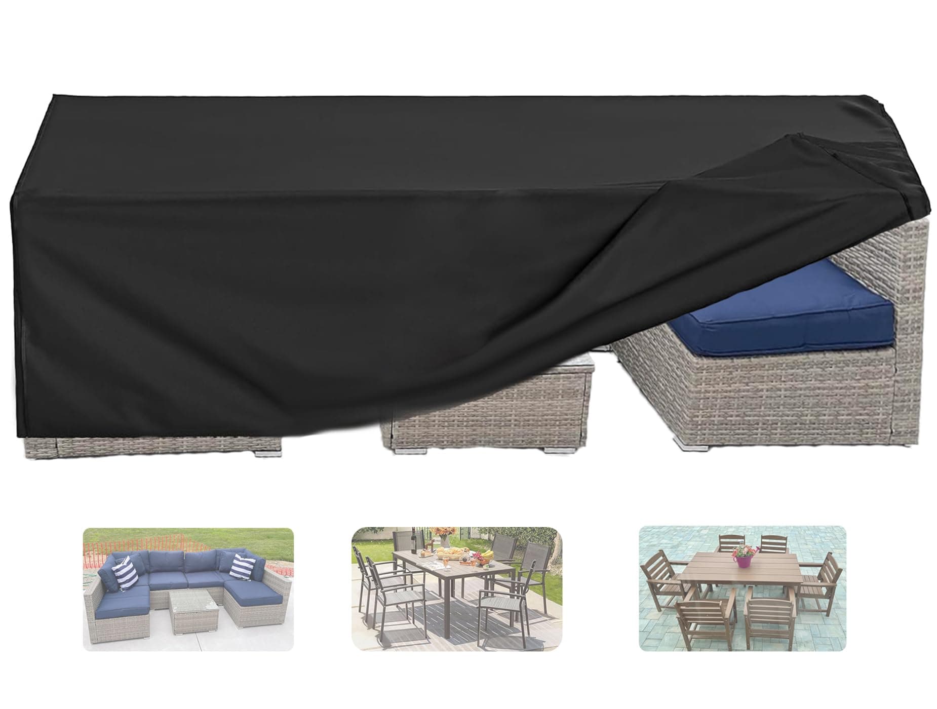 Oslimea Patio Furniture Set Cover Outdoor Sectional Sofa Set Covers Outdoor Table and Chair Set Covers Water Resistant Large, 126" L x 63" W x 28" H