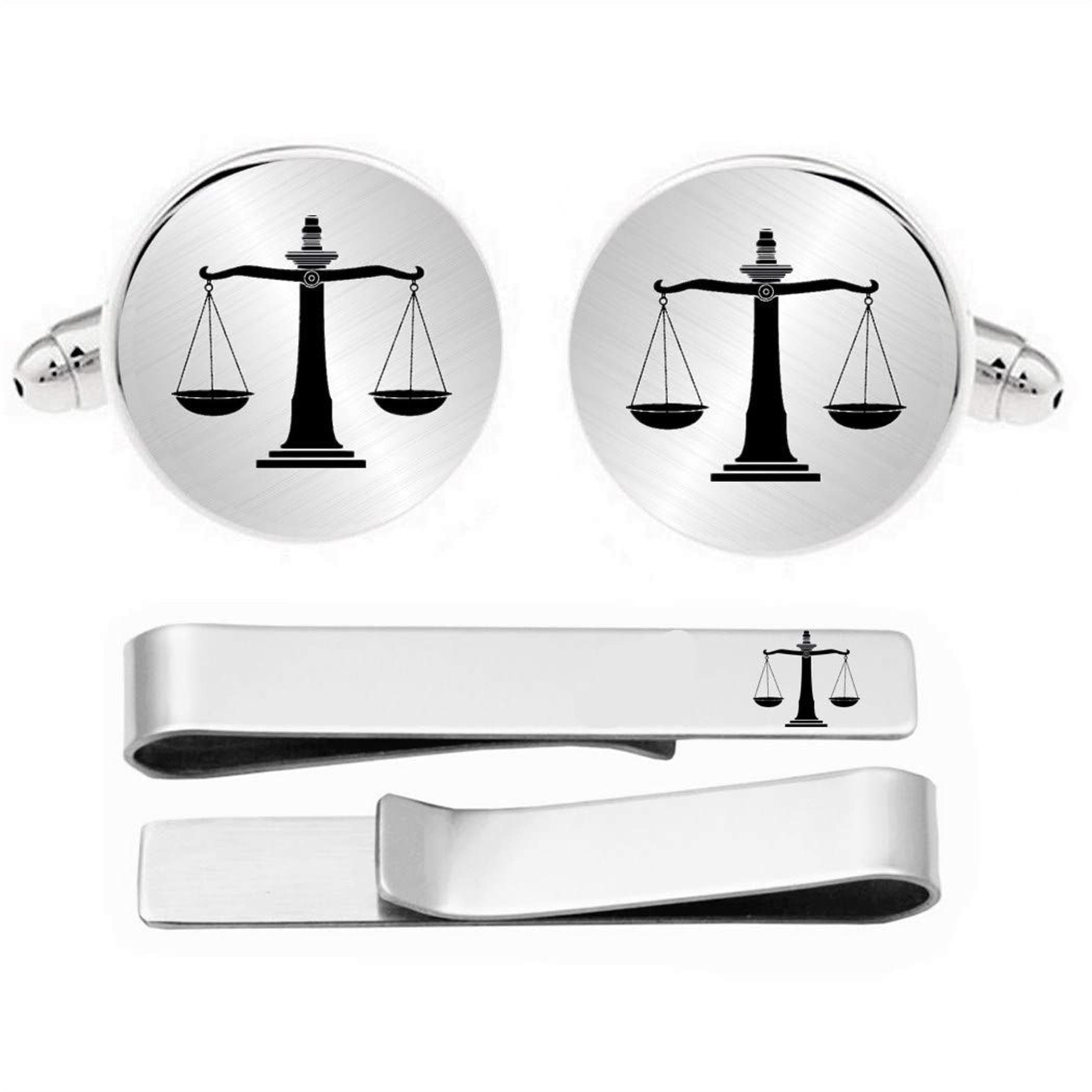 Cufflinks For Men, Lawyer Gifts For Men Scales of Justice CuffLinks & Tie Bar Law Scales Jewelry Gift For Lawyer Judge