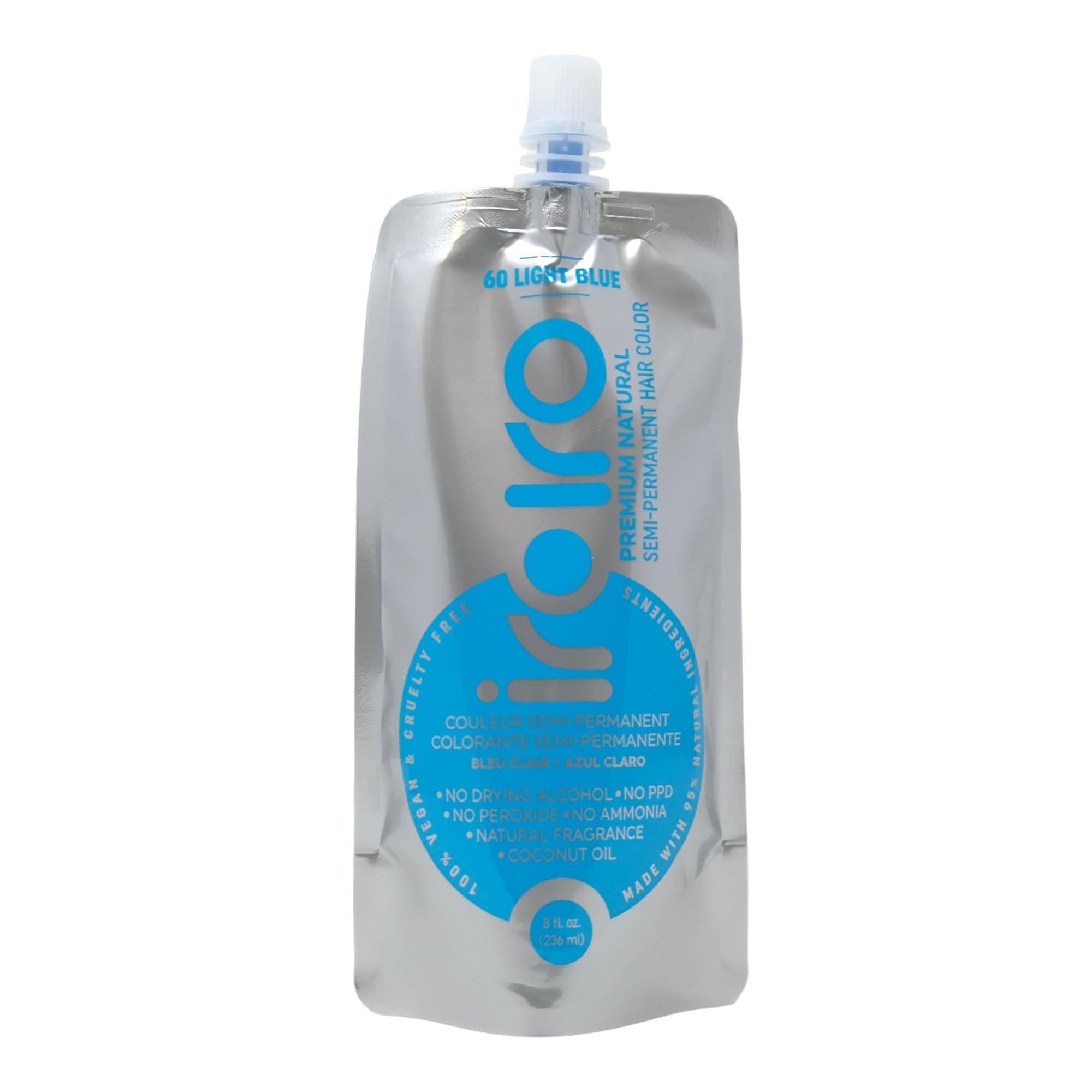 IROIRO Premium Natural Semi-Permanent Hair Color 60 Iro Light Blue (8oz) by Iroiro