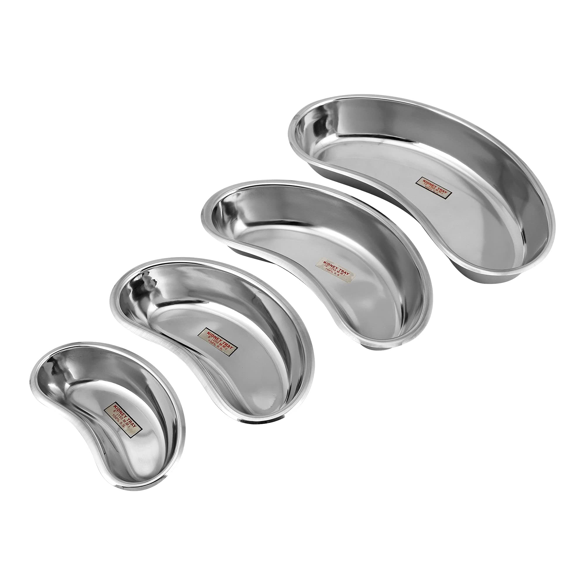Stainless Steel Kidney Tray Set - 6" (150 mm), 8" (200 mm), 10" (250 mm), 12" (300 mm) (Set of 4 Pcs)
