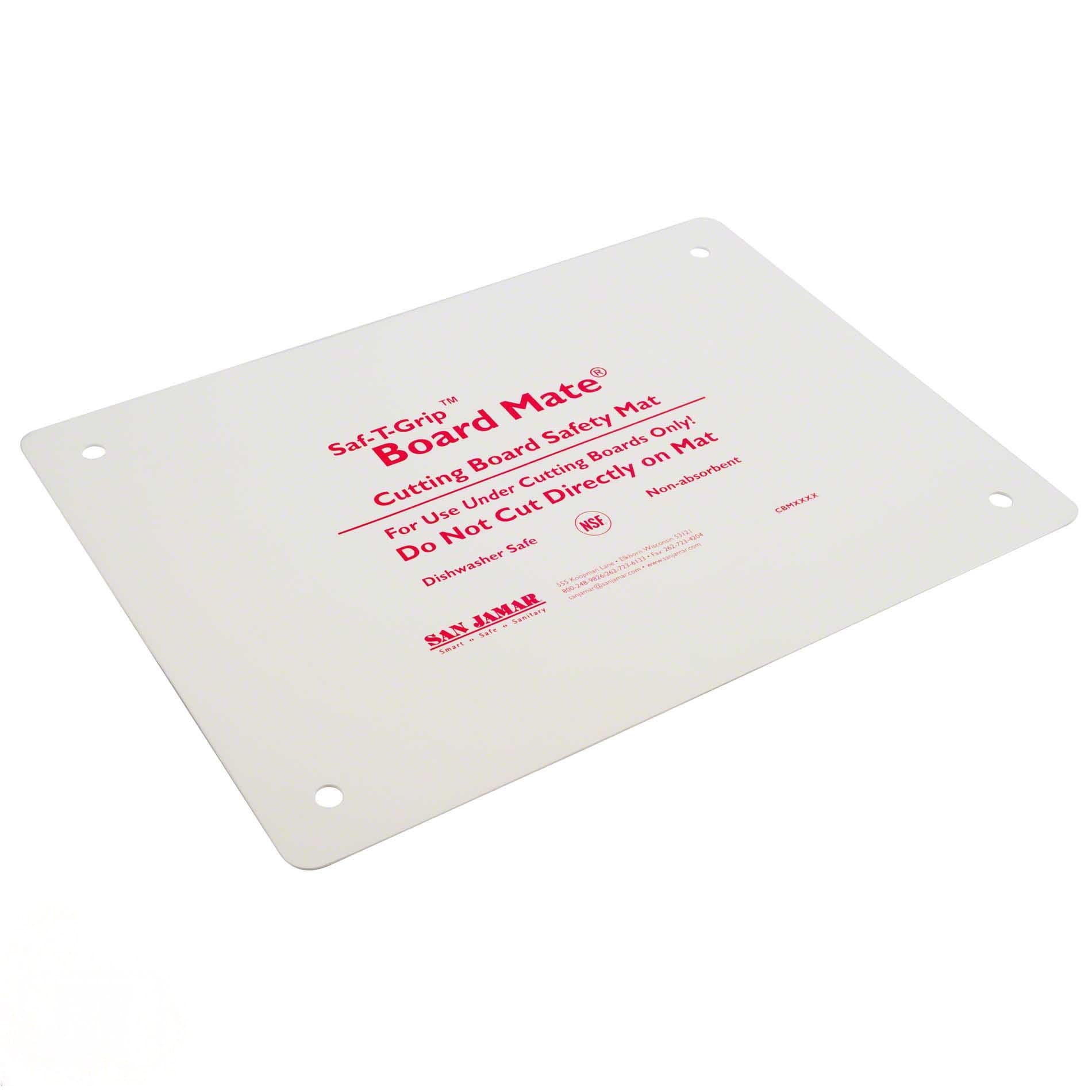 San Jamar CBM1318 Saf-T-Grip Board-Mate Nonslip Cutting Board Mat, 18" Width x 13" Height, White