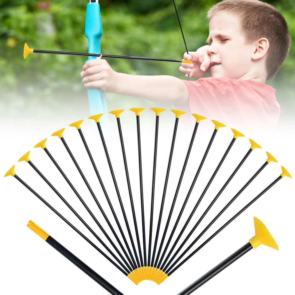 HojalisPack of 16 Replacement Suction Cup Arrows, 42 cm Archery Replacement Arrows with Suction Cup or Plugs, Replacement Arrows Sucker, Suction Cup Arrow, Toy Bow for Indoor and Outdoor Use (Black