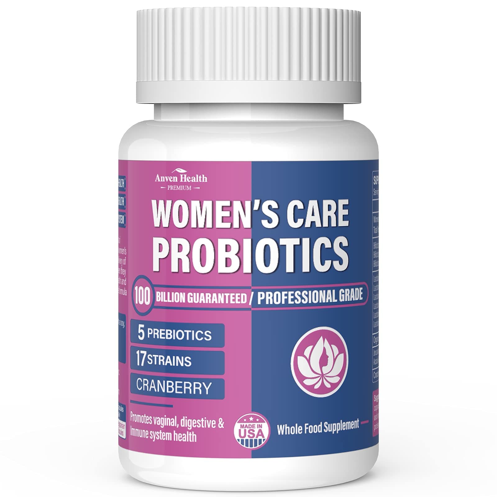 Probiotics for Women - Women's Probiotics Supplements with Organic Prebiotics & Cranberry to Help Maintain Yeast Balance, Digestive Immune Vaginal | Raw Probiotics 100 Billion CFU 17 Strains; 60 Caps