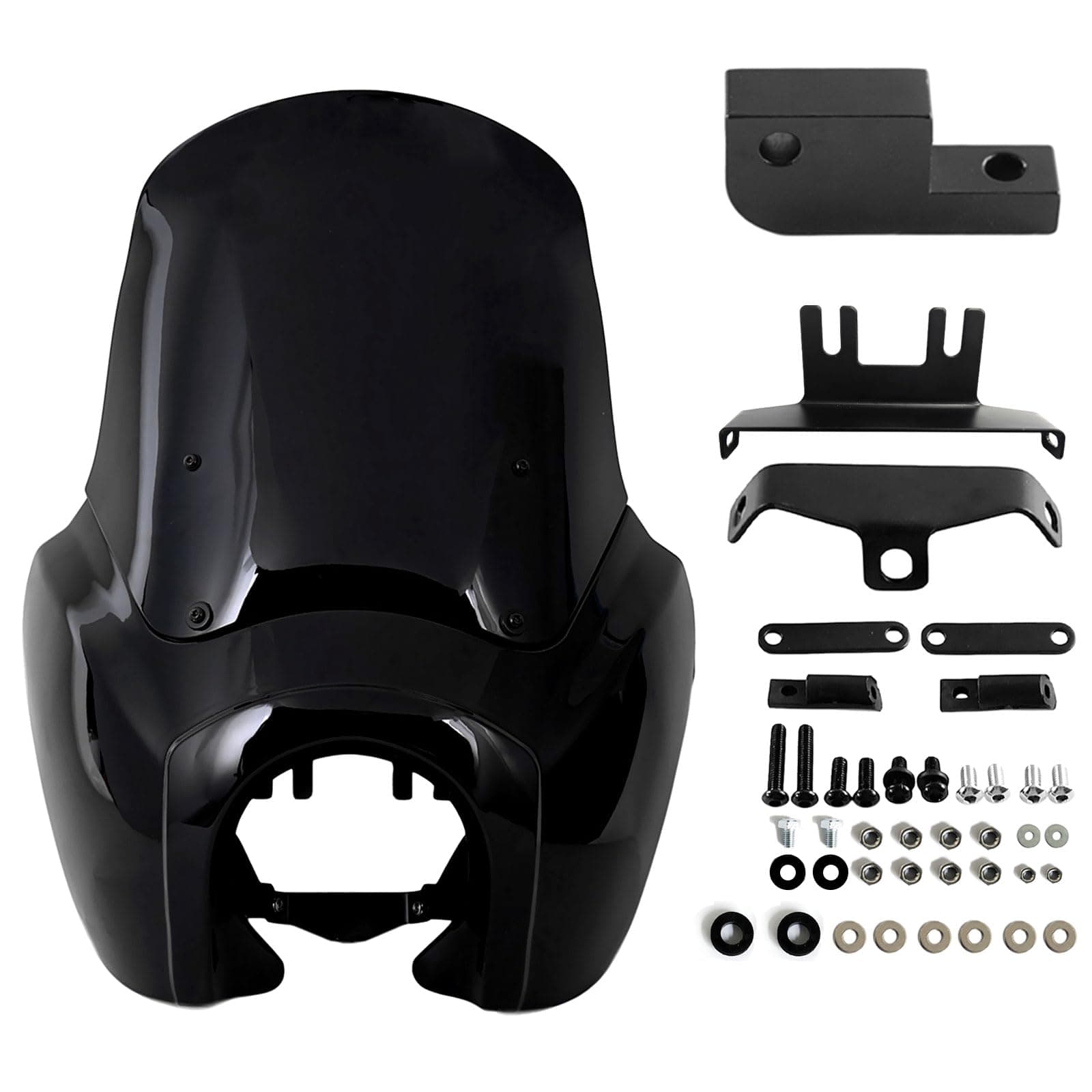 FATECIM Headlight Fairing with 15'' Blackout Windshield Windscreen for Harley Dyna T-Sport FXDXT FXD FXDC FXDB FXDL FXDLS