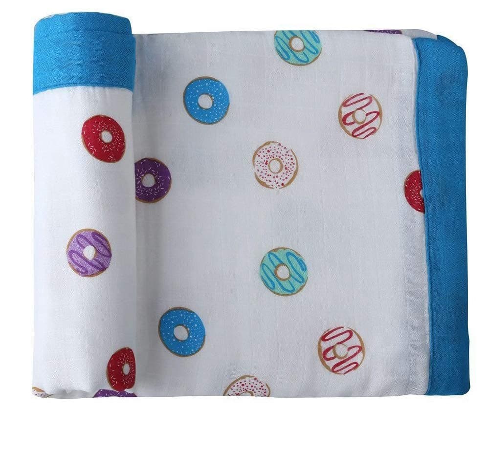 Baby Blanket, Muslin Cotton Blanket Double Layers Baby Boys and Girls Swaddle & Receiving Blanket-Unisex Large 120x120 cm, 100% Bamboo Muslin Blanket Baby Motif-C