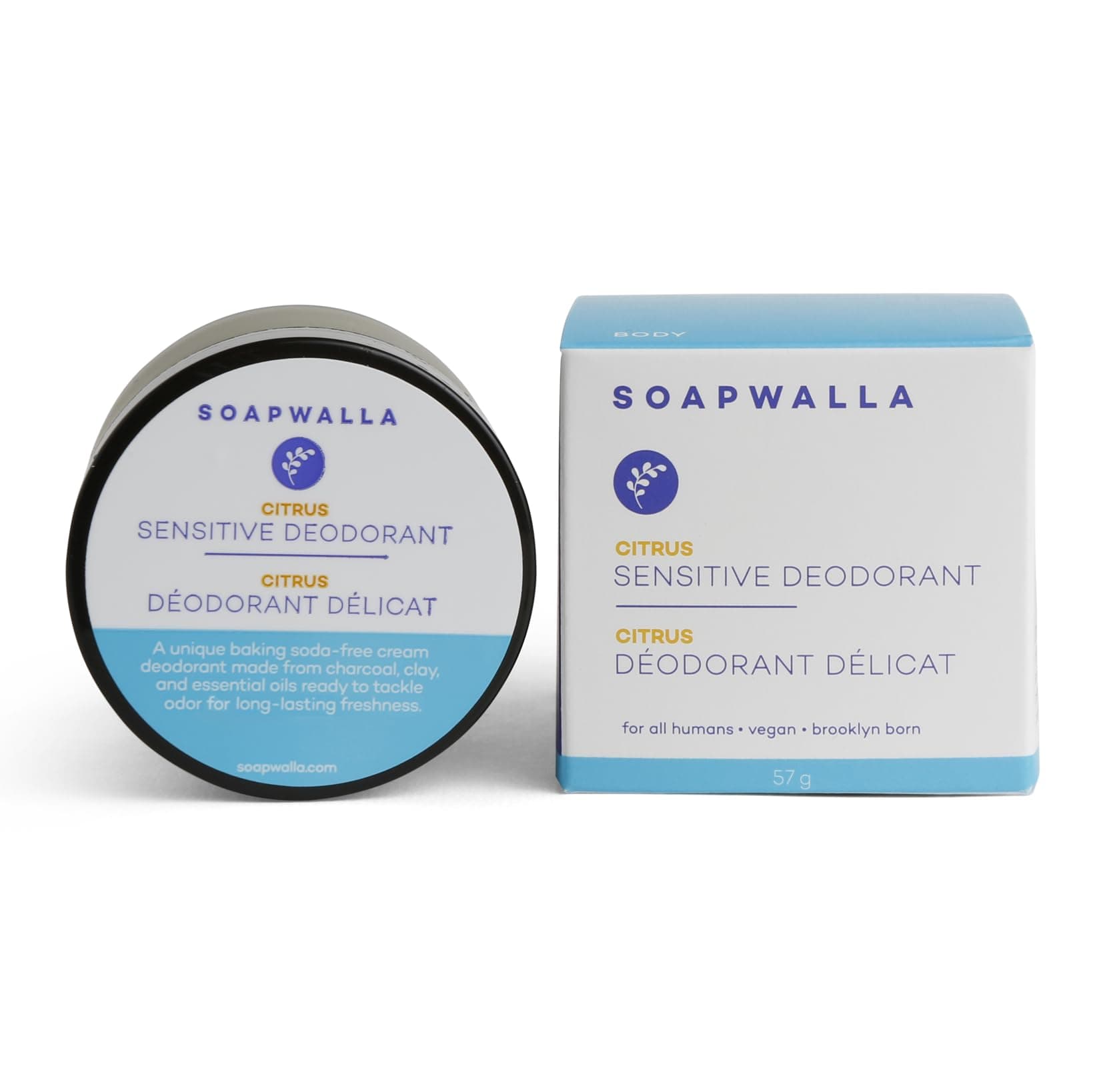 Soapwalla - Natural Sensitive-Creme Citrus Aluminum-Free Deodorant Cream | Vegan, Cruelty-Free, Clean Skincare (Full Size, 2 oz | 57 g)