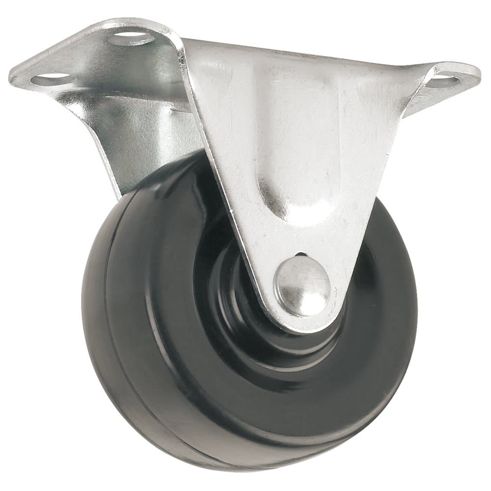 Heavy Duty Rubber Caster Wheel with Rigid Non-Swivel Top Plate - 2-Inch - 125 lb. Load Capacity