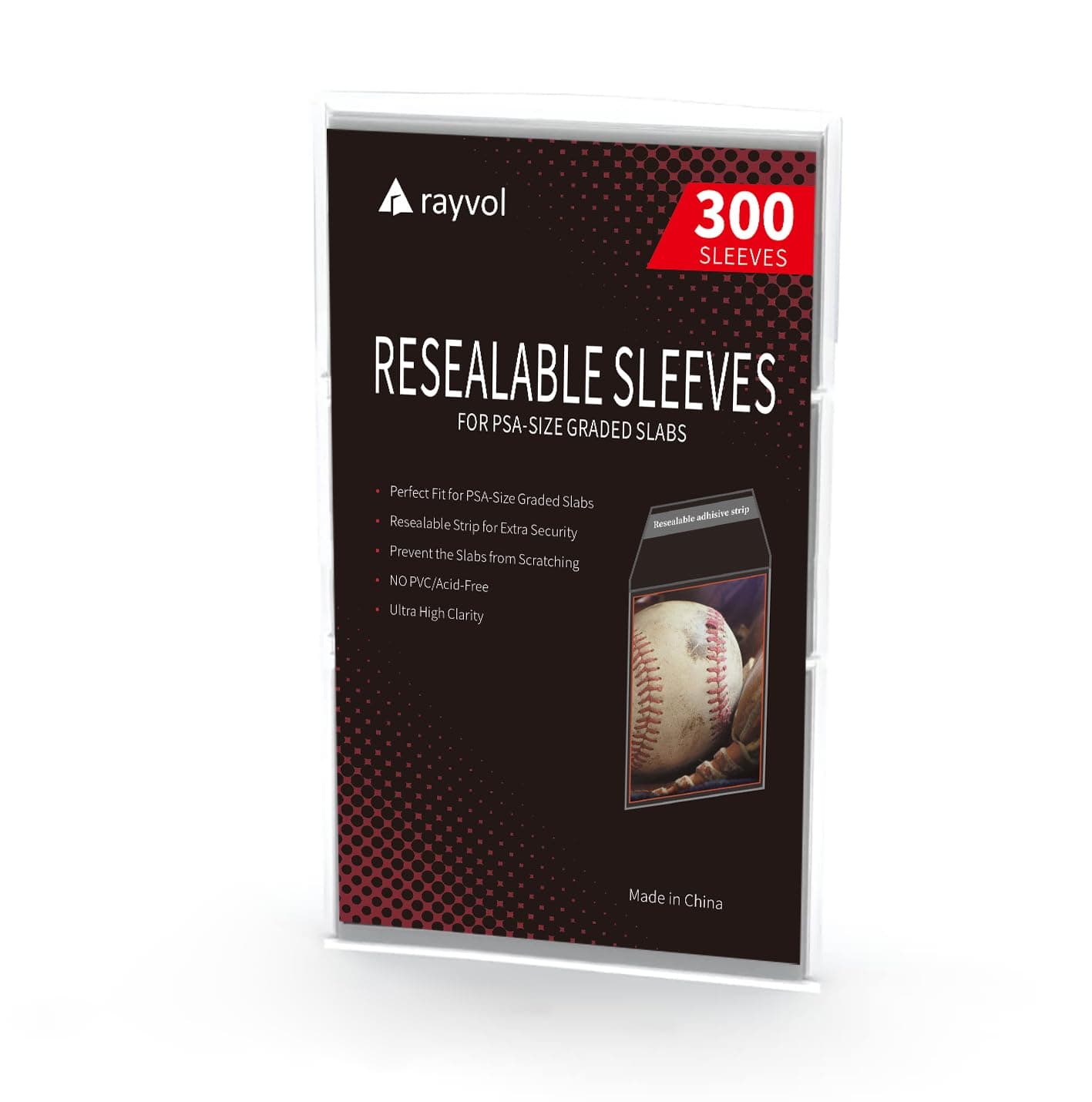 Rayvol Resealable Graded Card Sleeves for PSA Slabs, Exact Fit Sleeves for GSC, CGS, FGS, FCG and Similar (300pcs)