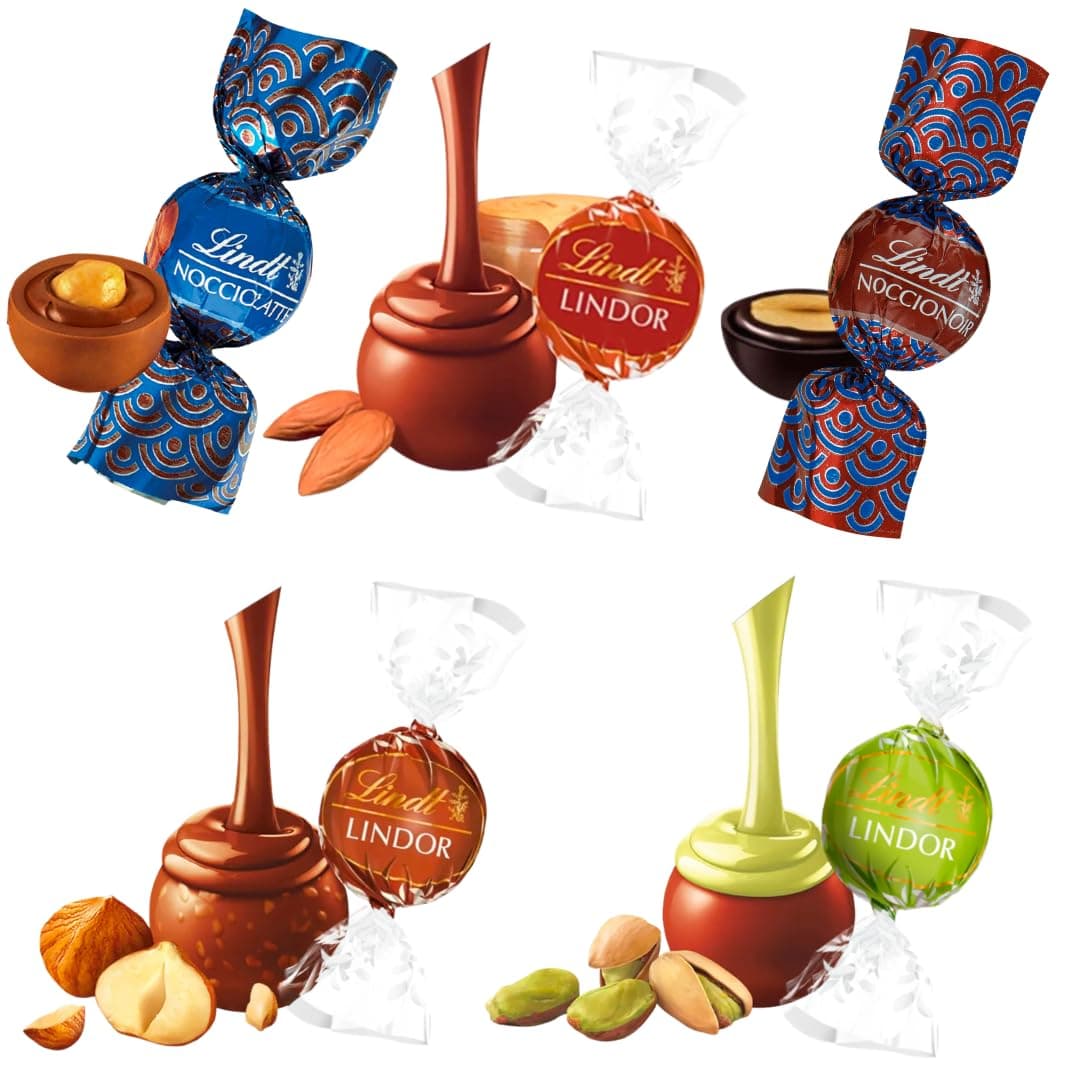 LINDT LINDOR ULTIMATE NUT CHOCOLATE BALLS COLLECTION - 5 VARIETIES - Hazelnut, Almond, Pistachio, Nocciolatte, Noccionoir (30)