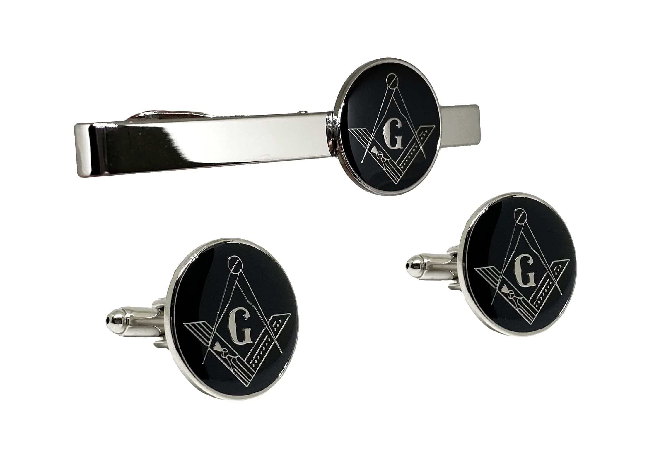 PinMazeMasonic Freemason Square Compass Tie Clip Cufflinks - Trowel TieBar Accessory Set