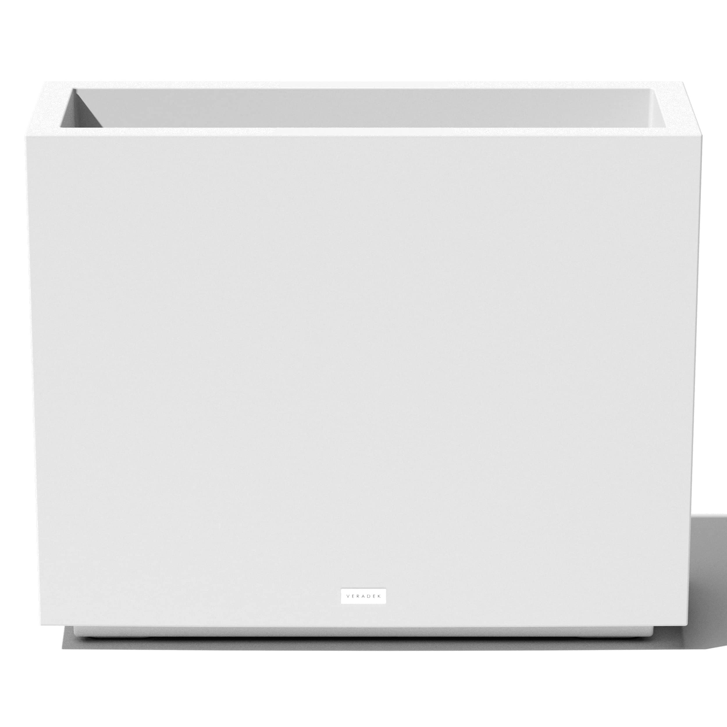 Veradek Block Series Span Plastic Planter - Tall Rectangular Planter for Indoor or Outdoor Patio/Porch, White, 24.25 in Height, 12 in Width, 30 in Length