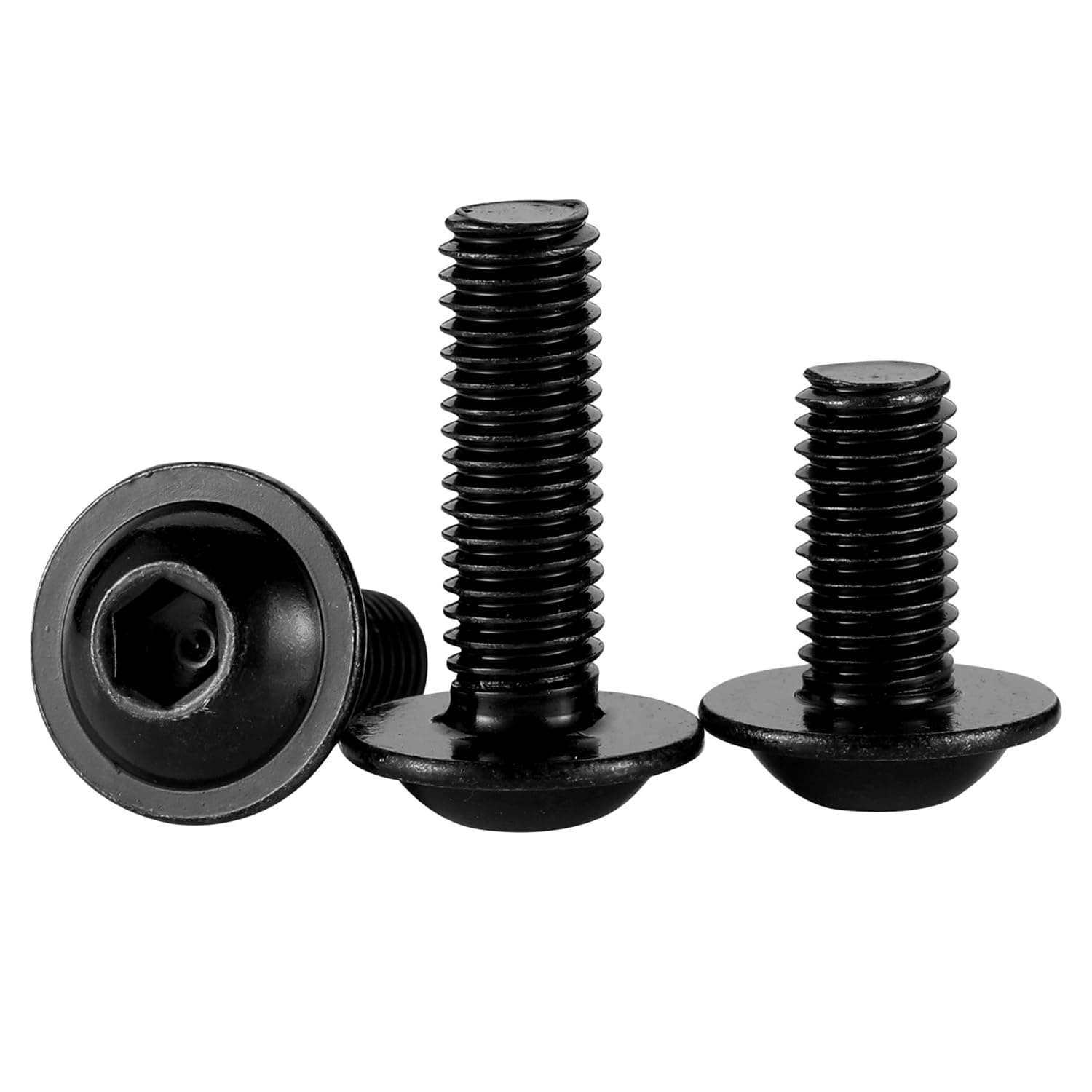Mellewell M6-1.0 x 30mm Flanged Button Head Socket Cap Screw Bolts, Allen Socket Drive, Stainless Steel 304, Black Finish, Quantity 25