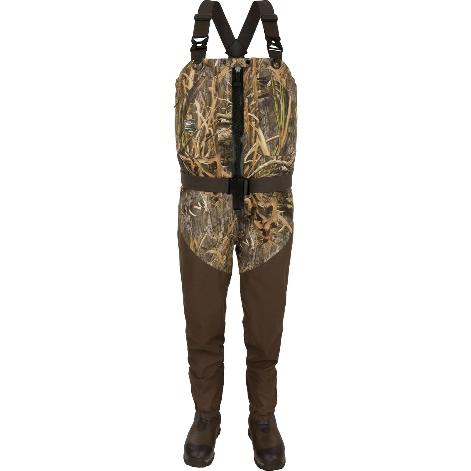 Drake Waterfowl Men's Uninsulated Guardian Elite HND Front Zip Hunting & Fishing Durable Waterproof Windproof Multi-Layered Waders, Mossy Oak Shadow Grass Habitat, Upper - XL/Boot - 11