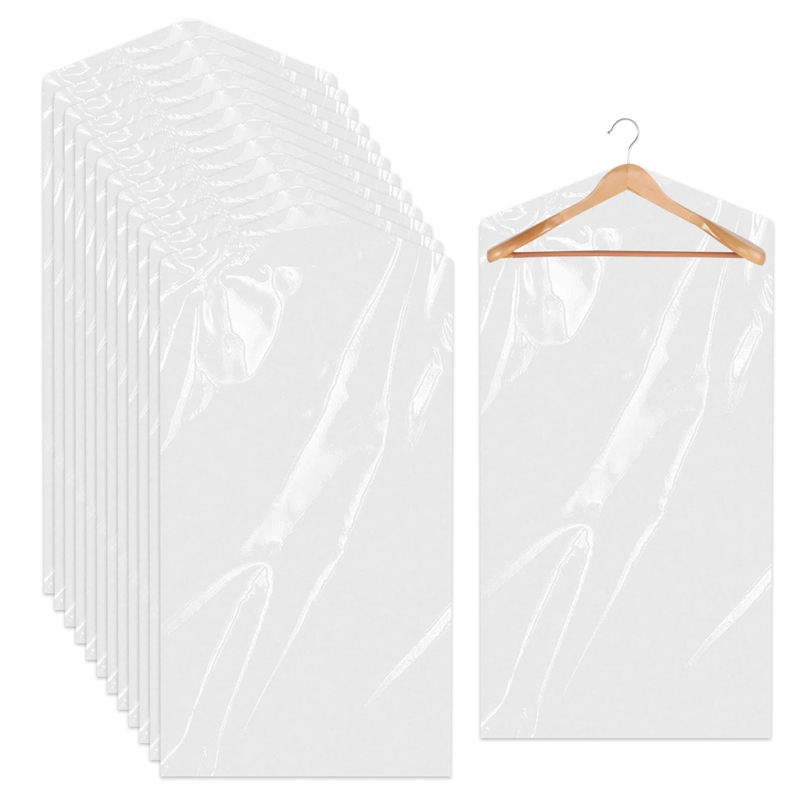 Sliverdew 20 Pack Garment Bags for Hanging Clothes Plastic Garment Bags Clear Clothes Covers Dry Cleaner Bags Hanging Dust-proof Garment Bags for Dry Cleaner, Home Storage, Travel (60x90cm)