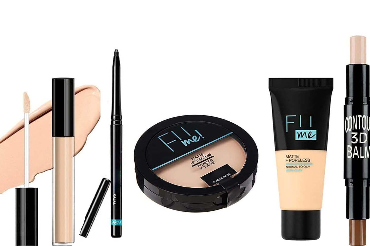 LOVE YOU MOM Fiiime Love Powder Pore-Less Oil Control Compact Powder- Matte Finish Face -Pore-Less Liquid Tube Foundation -Highlighter And Contour Stick Highlighter (Cream)-Kajal Eyes-Concealer,1