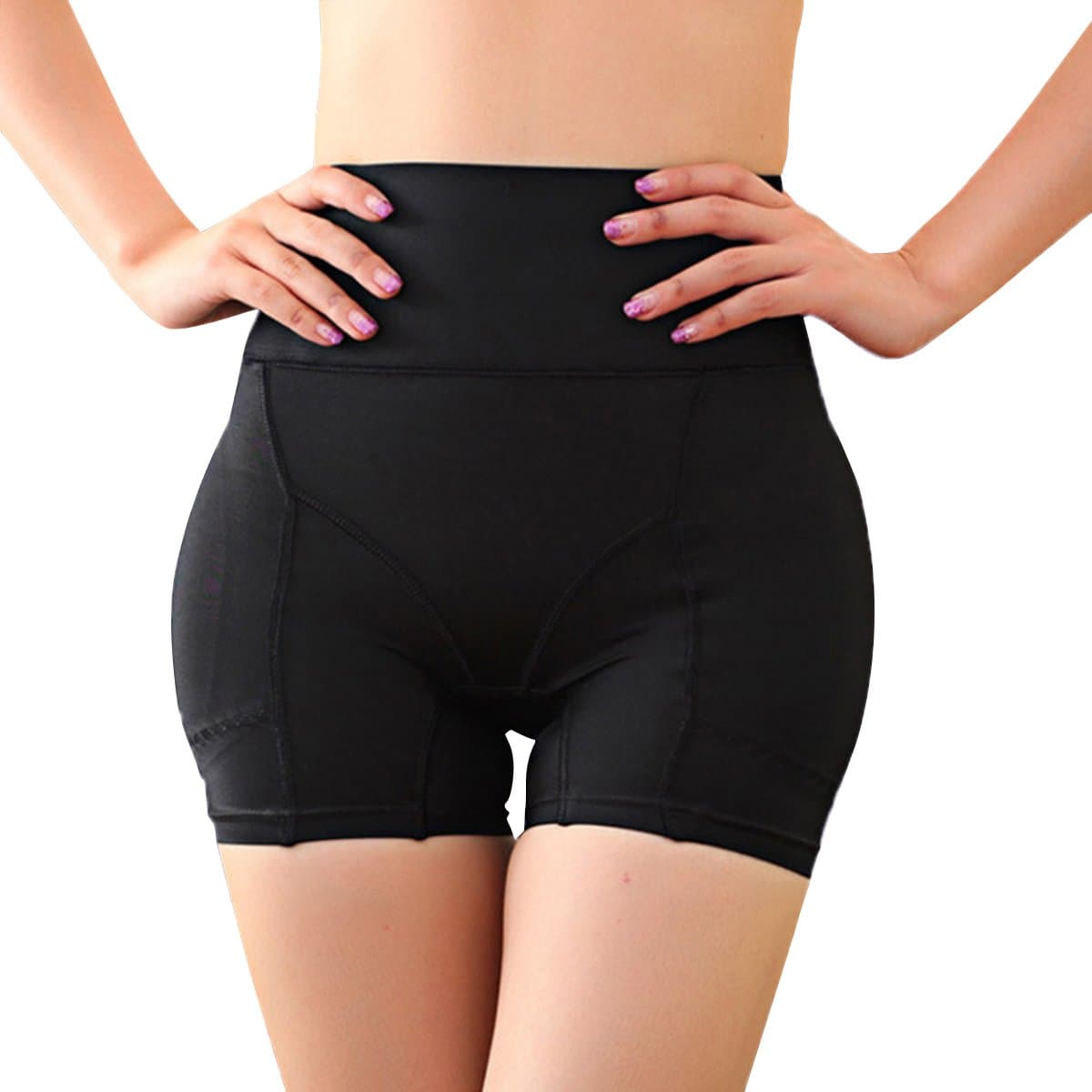 Women's Hip Enhancer Firm Control Seamless Padded Thigh Slimmer Panties, Black, TagsizeL=USsizeXS