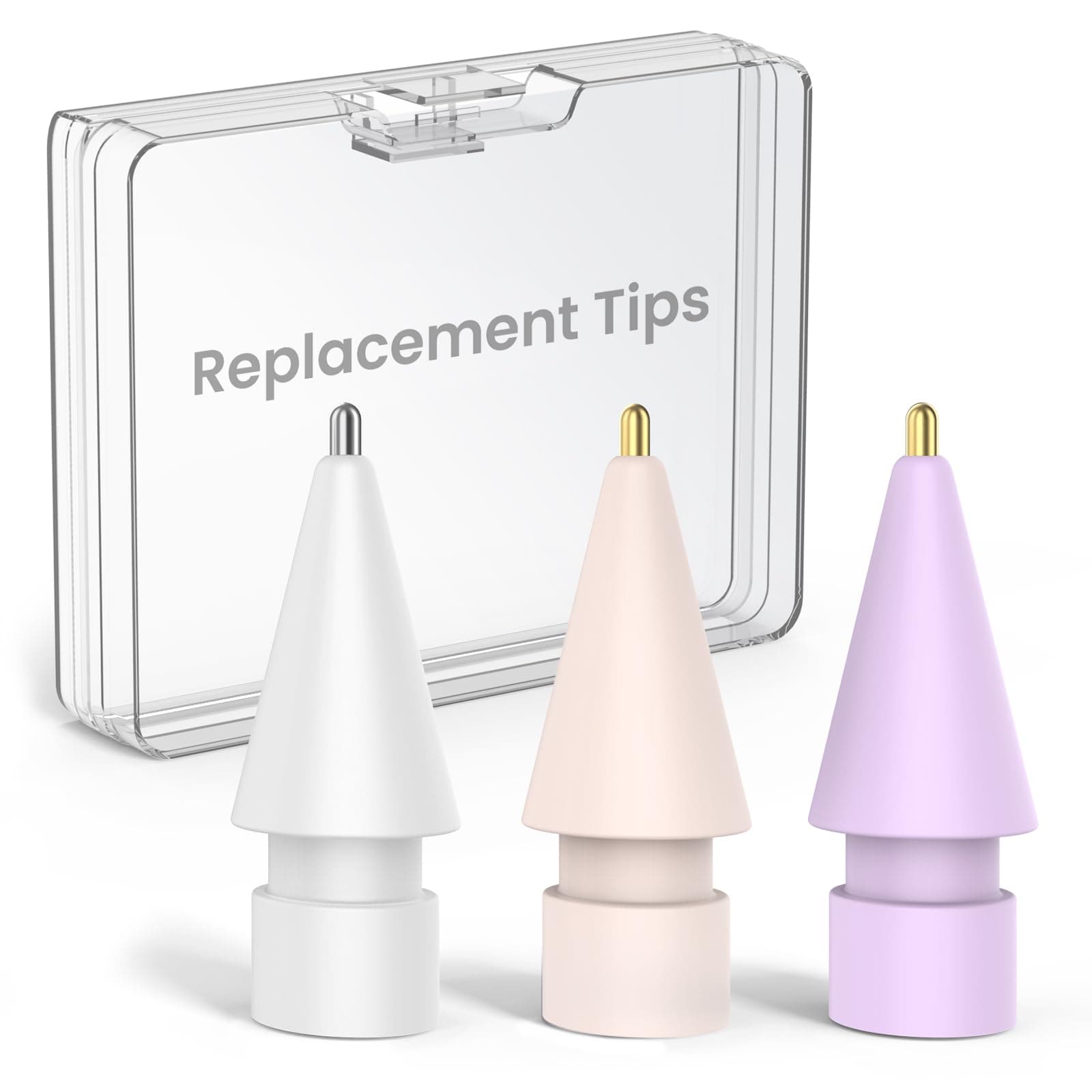 3 Pack Replacement Tips Compatible with Apple Pencil Pro/2nd Generation/1st Gen/USB C, Wear-Resistant iPencil Nibs Accessories Fine Point Precise Control Pen Like Tips