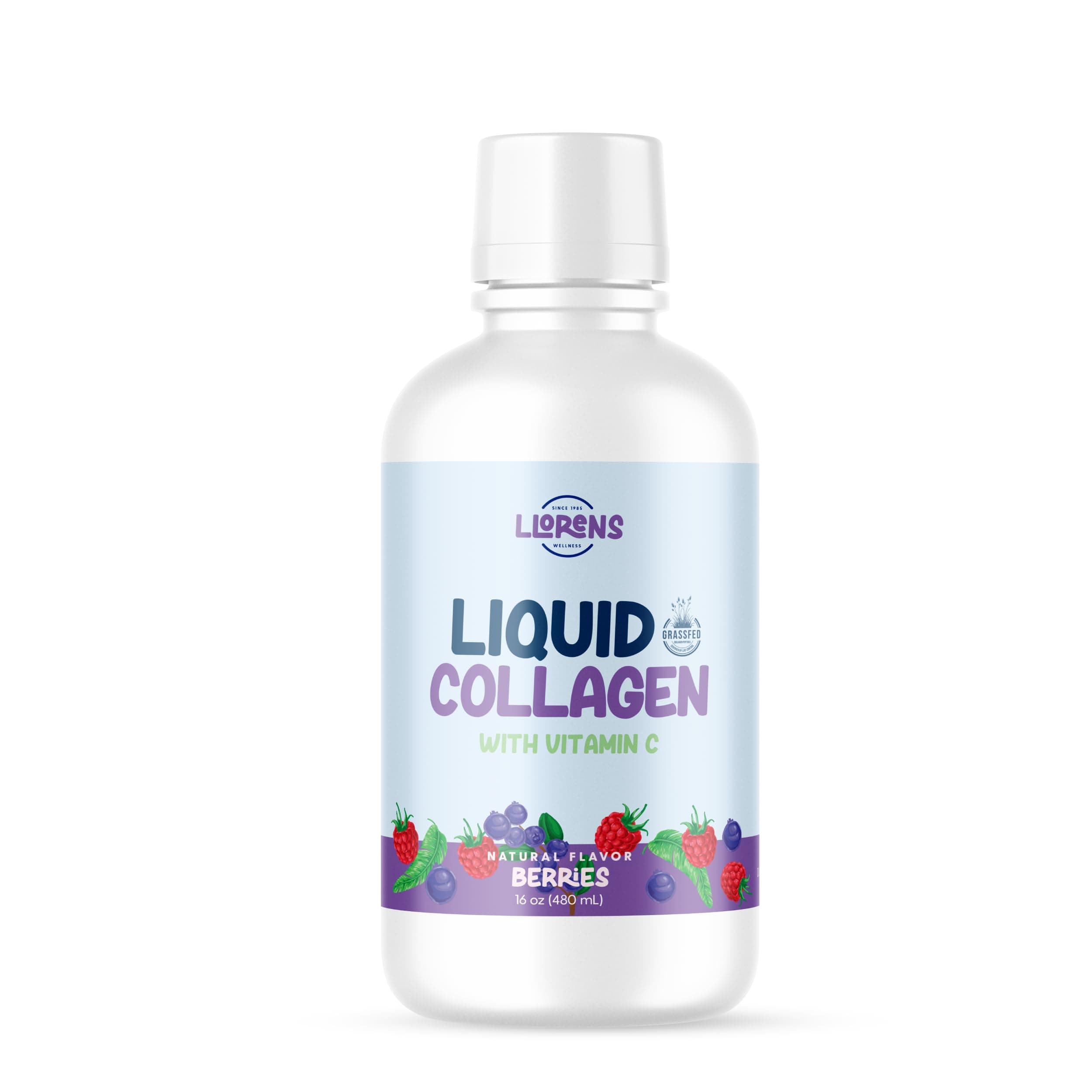 Liquid Collagen for Woman Daily 2.5g with Vitamin C, Natural Berries Flavors, 16 Fl Oz, Helps Support Healthy Bones, Joints, Skin & Teeth with Vitamin C by Llorens Wellness