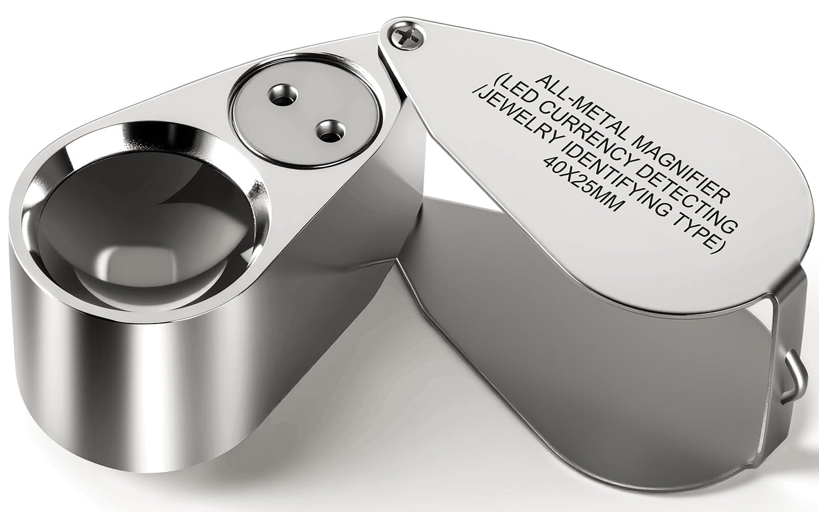 40X Jewelers Loupe Magnifier Magnifying Glasses, LED/UV Illuminated Jewelry Loop Pocket Folding Magnifying Glass with Metal Construction for Close Work, Gardening, Kids, Stamp, Rock Collecting