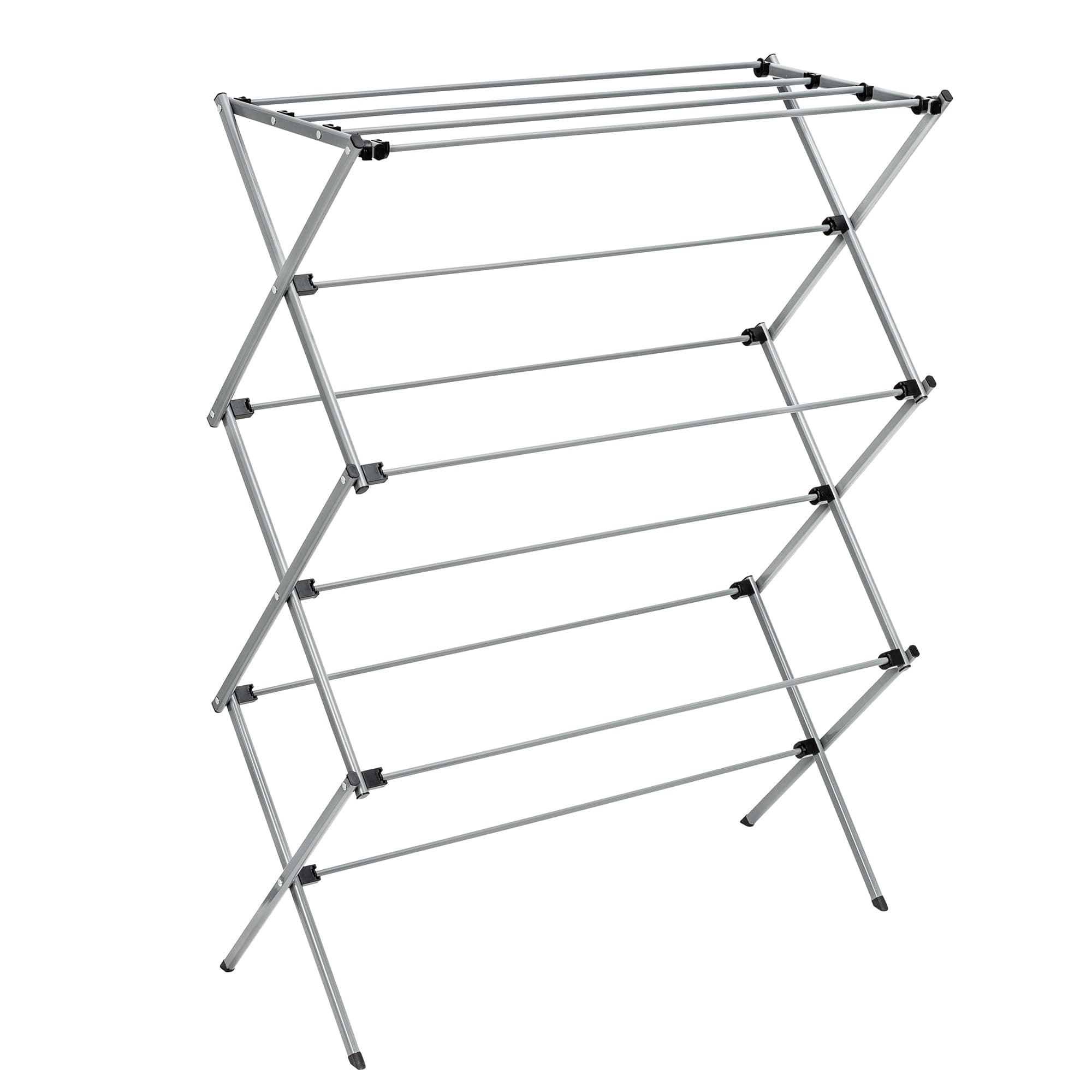 Oversize Portable Collapsible Clothes Drying Rack, Alloy Steel, Silver, 50 Lbs