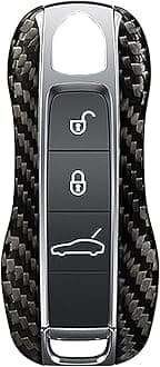 – M.JVisun Genuine Carbon Fiber Key Fob Cover For Porsche 911 Carrera 918 Cayenne Coupe For Macan For Panamera Taycan Smart Car Remote Key Fob Replacement Case For Men Women - A Style - Black