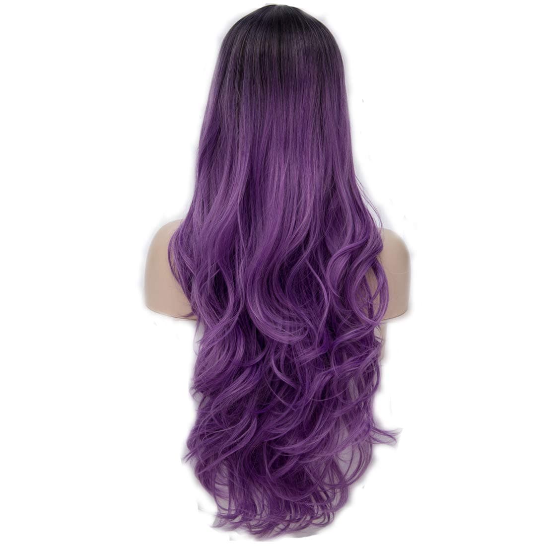 OYIXU 75cm 29.5" Black Purple Blue Ombre Mixed Lolita Halloween Cosplay Replacement Curly Long Wig (Purple)