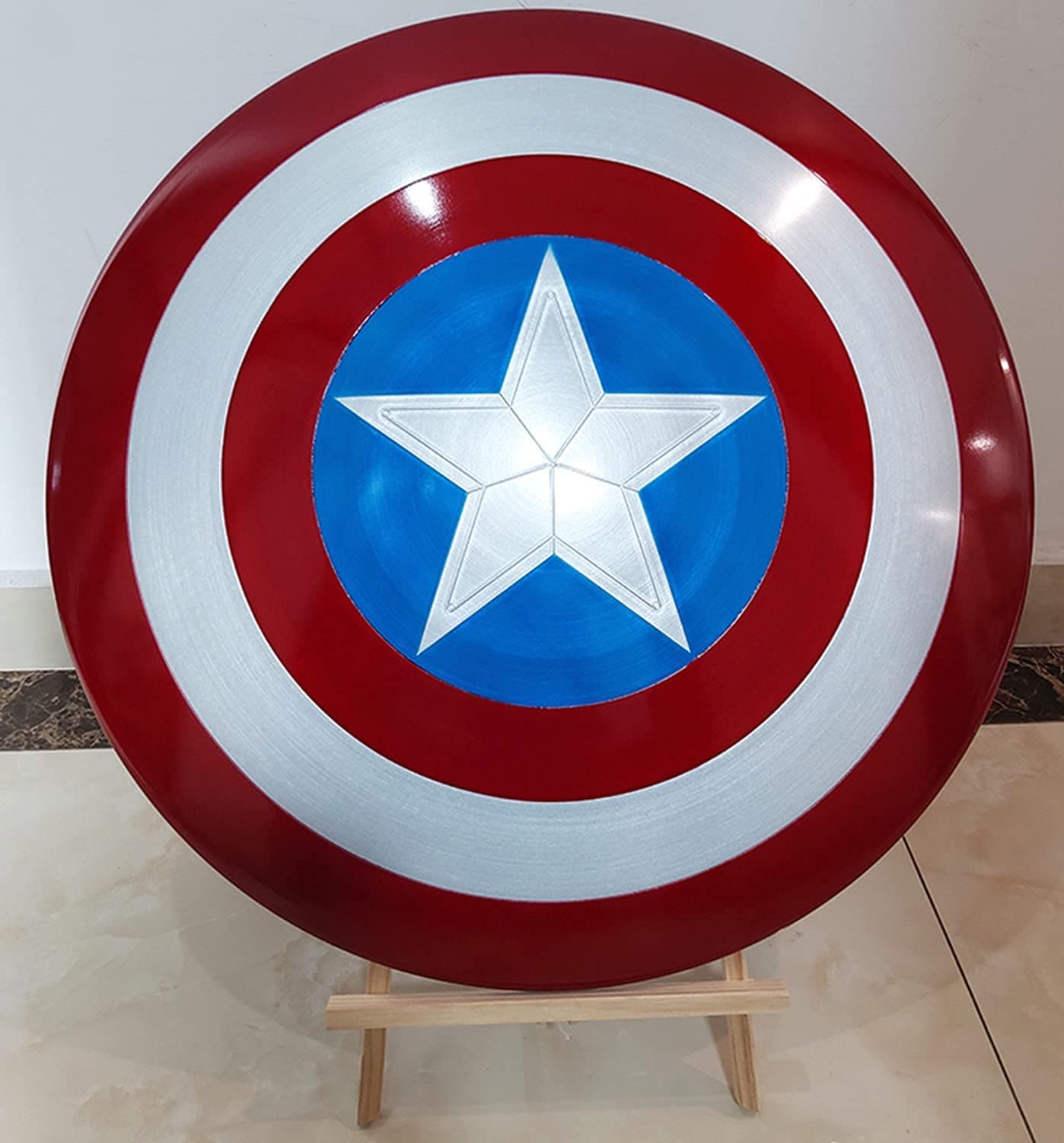 Marvel Legends Series Captain America Shield Full Metal Aluminium 1: 1 75Th Anniversary Edition,Avengers Accessoires Cosplay Props Superhero Classic Collector's Edition 60CM Shield