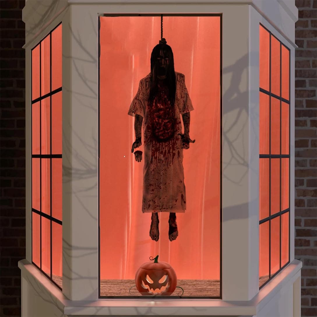 Halloween Decorations, Scary Bloody Stickers for Window Wall and Door, Halloween Silhouette Stickers Party Supplies for Indoor and Outdoor (Female Ghost)