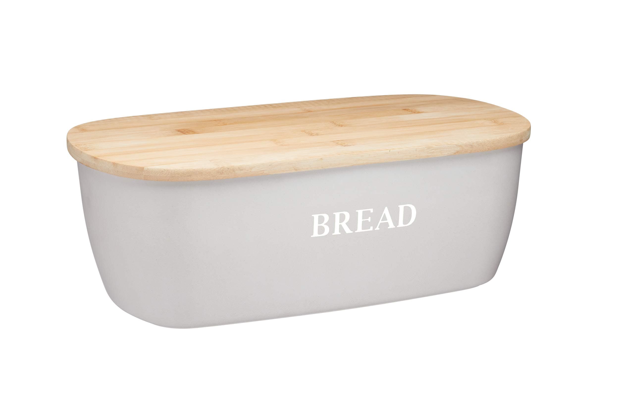 Natural ElementsKitchenCraft NEBBINBF Grey Bread Bin with Wooden Bread Board Lid, Bamboo, 36 x 20 x 13 cm