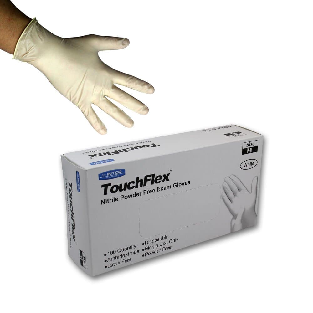 GL55S Disposable White Nitrile Gloves - Latex & Powder Free - Boxed x100 (Small)