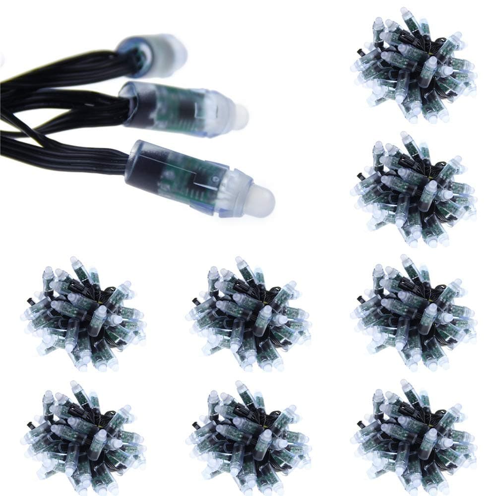 Alarmpore 500-Pack 500pcs Black Wire WS2811 LED Pixel Digital Full Color Character String Led Light Individual Addressable 12mm Round RGB Light P68 Waterproof 12V (12V Round)