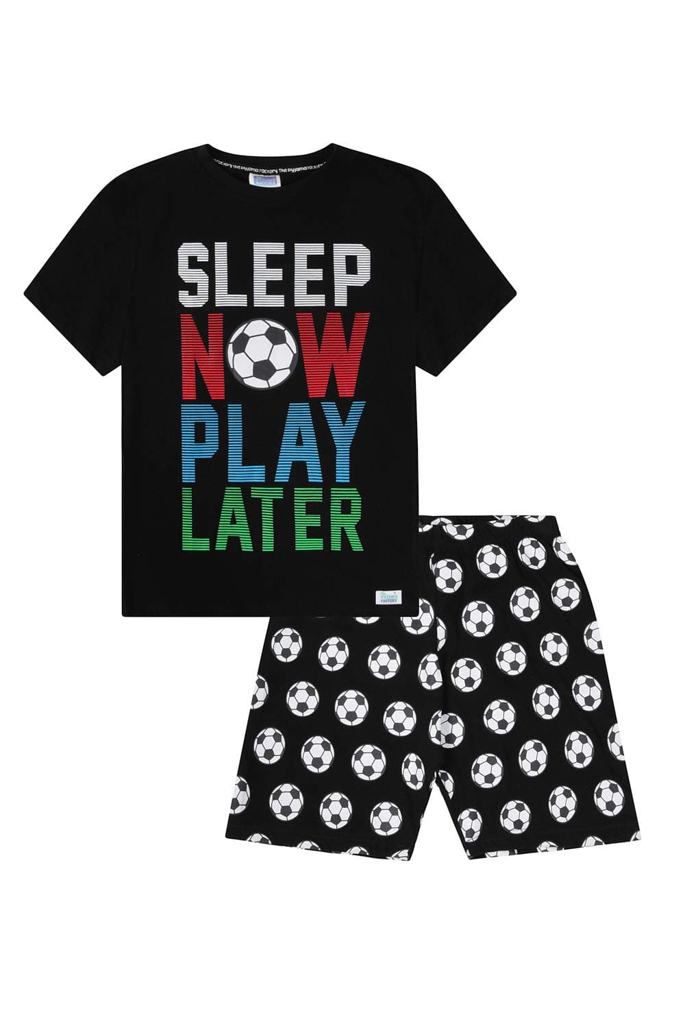 ThePyjamaFactoryBoys Sleep now Play Later Football Short Cotton Pyjamas