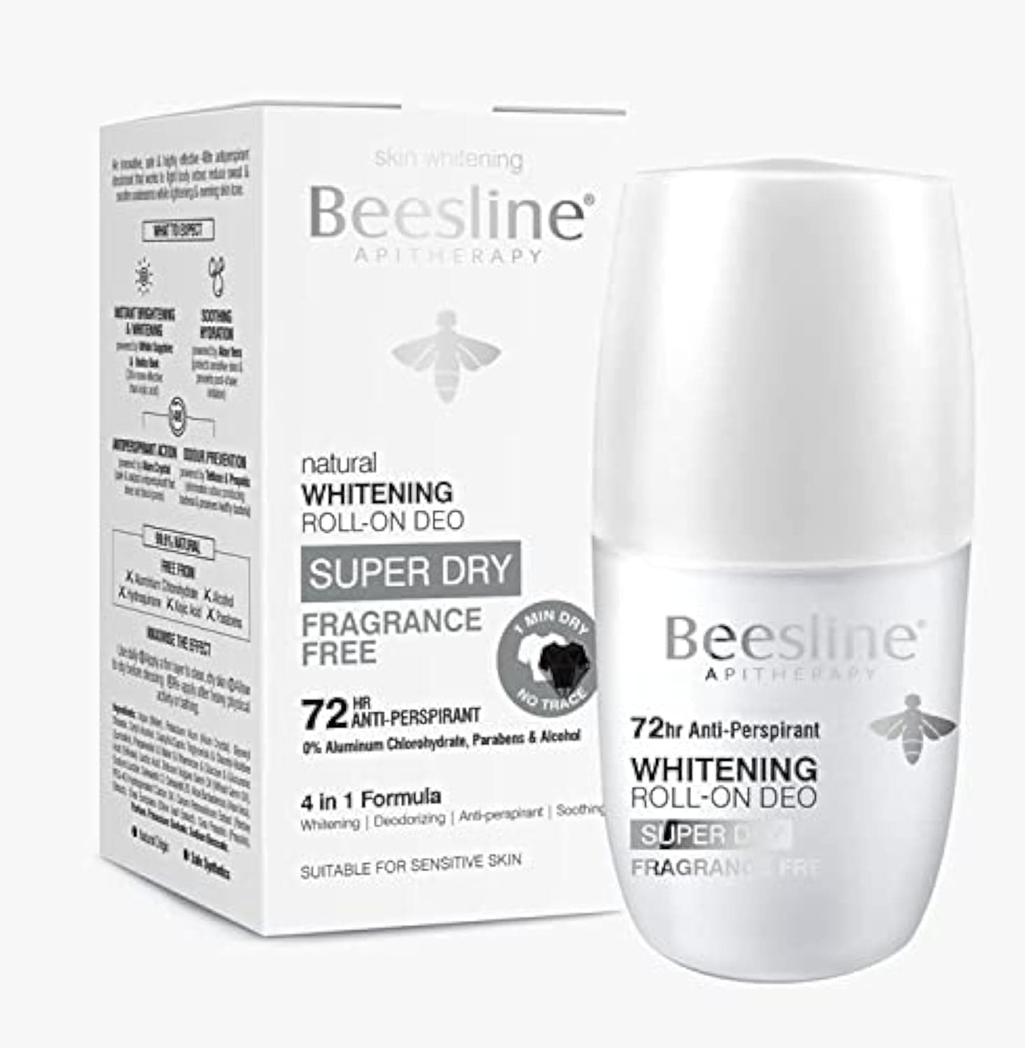 Beesline Whitening Roll On Deo Super Dry Fragrance Free, 50ml