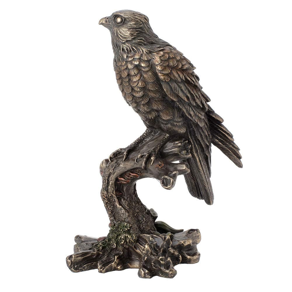 9.5 Inch Kestrel Falcon Antique Bronze Finish Animal Wild Life Birds Hawk Eagle Sculpture Collectible Figurine