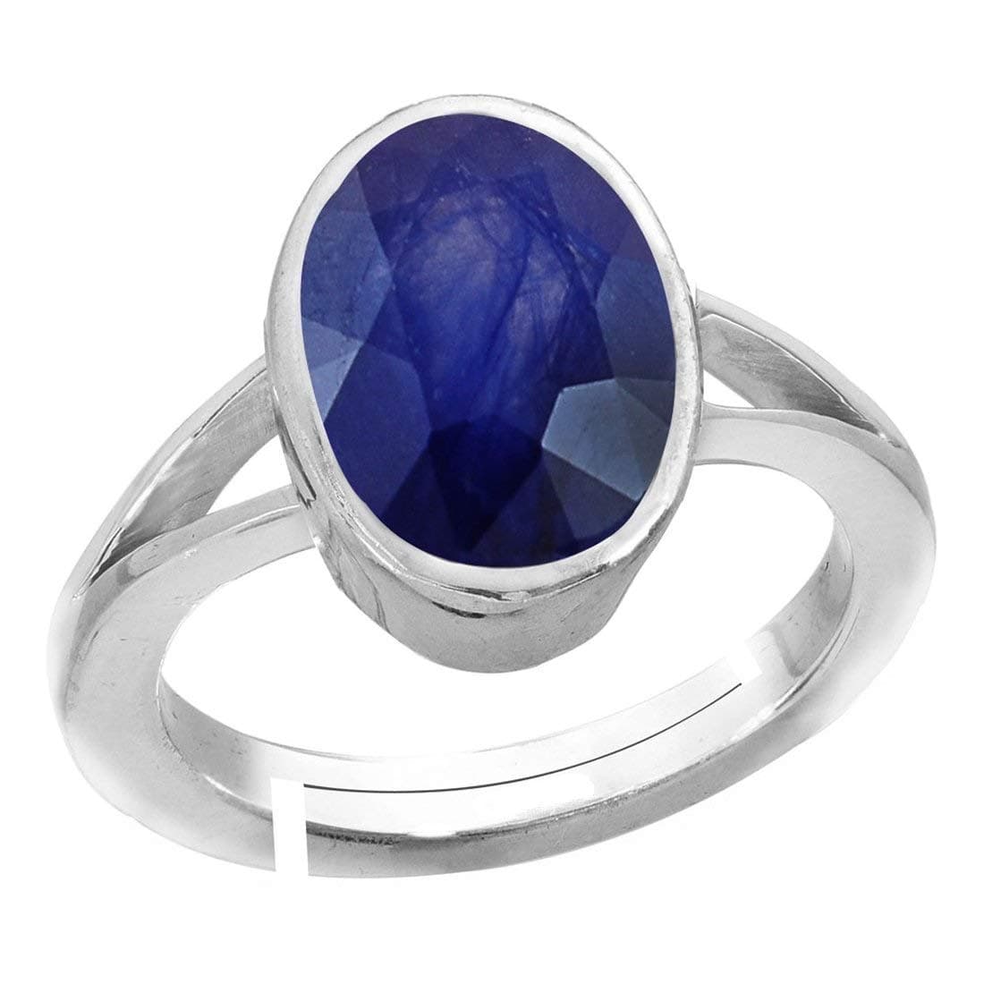 Unheated Untreatet 6.25 Ratti / 5.50 Carat AAA+ Quality Natural Blue Sapphire Neelam 925 Sterling Silver Adjustable Gemstone Ring for Women's and Men's {Lab - Certified}