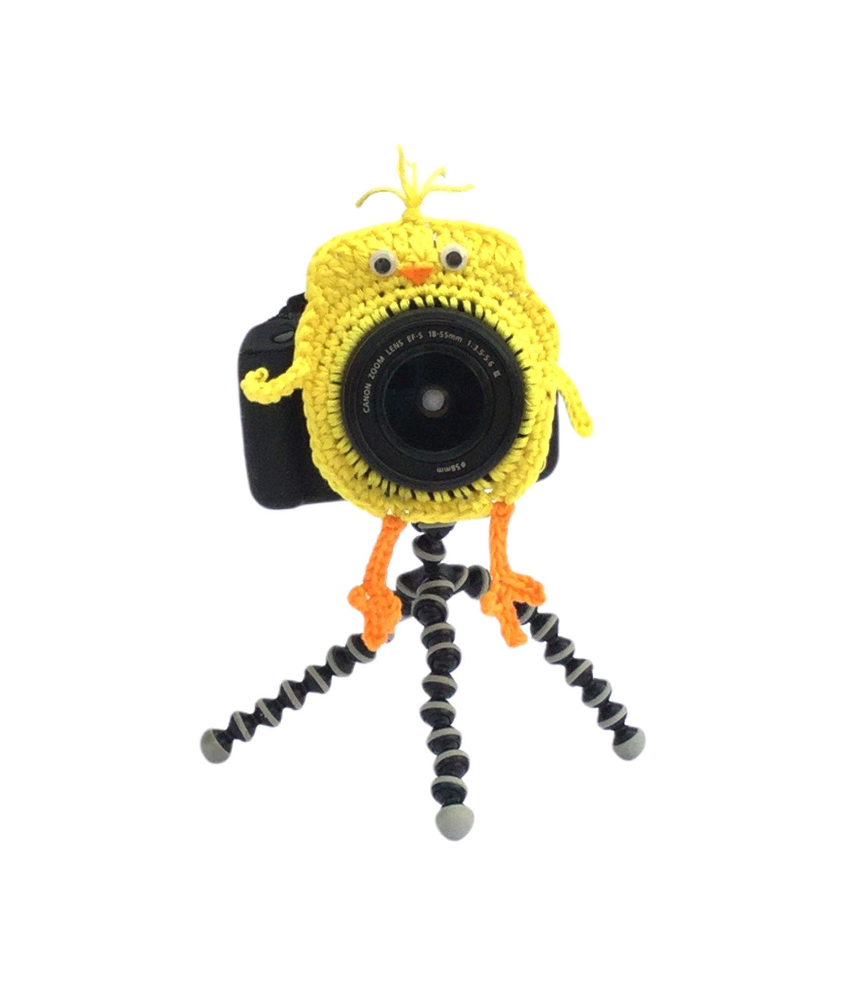 Hand-crocheted Chick Camera Buddy, Chick Shutter Hugger