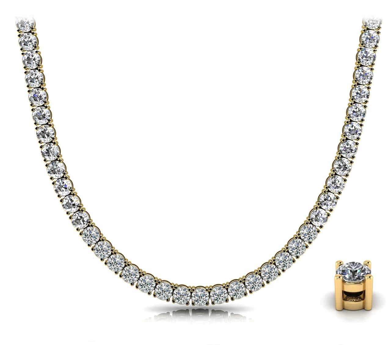 Avariah Diamonds44.50 Ct. Avariah 14k Solid Yellow Gold Natural Round Brilliant Shape 4 Prong Riviera Diamond Necklace 18" (F-G Color, VS2-SI1 Clarity)