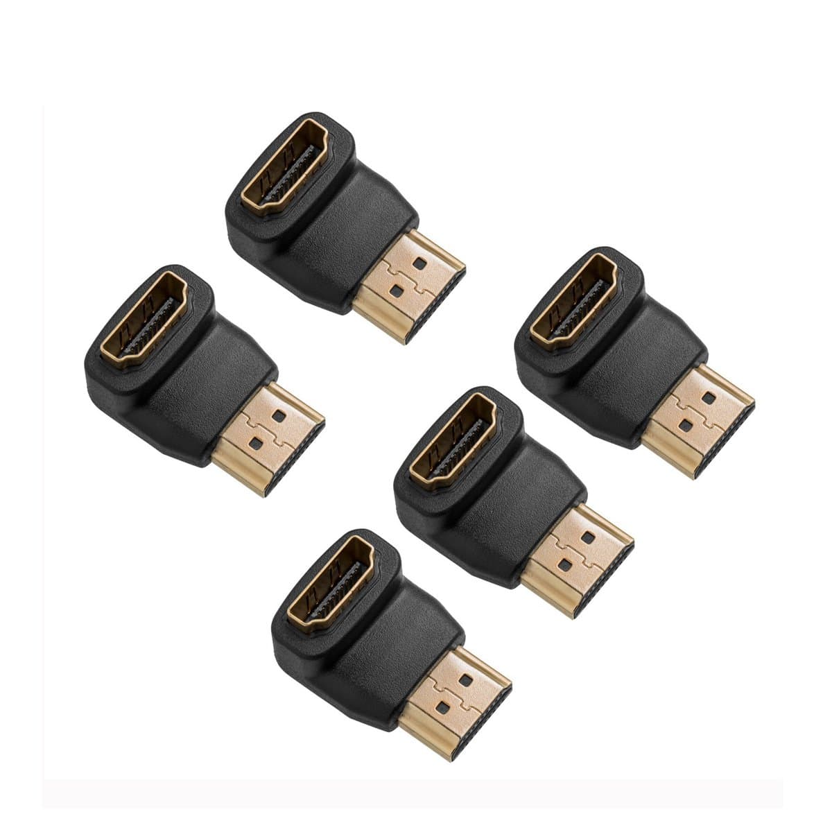 New Wayzon HDMI 90 Degree Angle Hdmi Connectors Male to Female Adapters-5pcs
