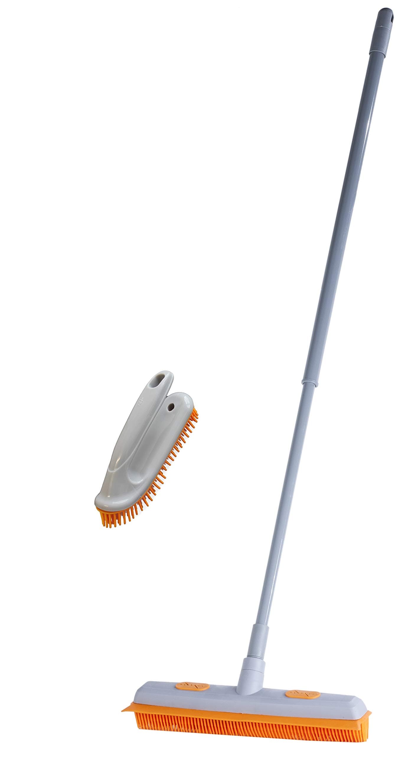 Brushmann Rubber Bristle Broom and Hand Brush Pet Hair Remover Set